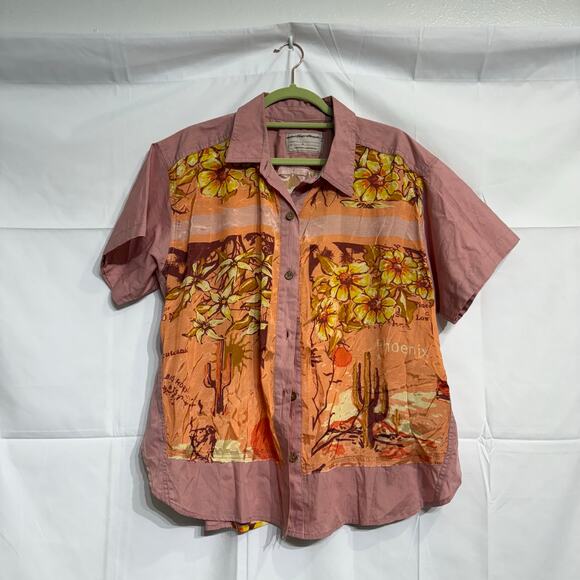 Free People Pink Endless Vacation Short Sleeve Relaxed Fit Shirt Sz M NWOT - Picture 2 of 14